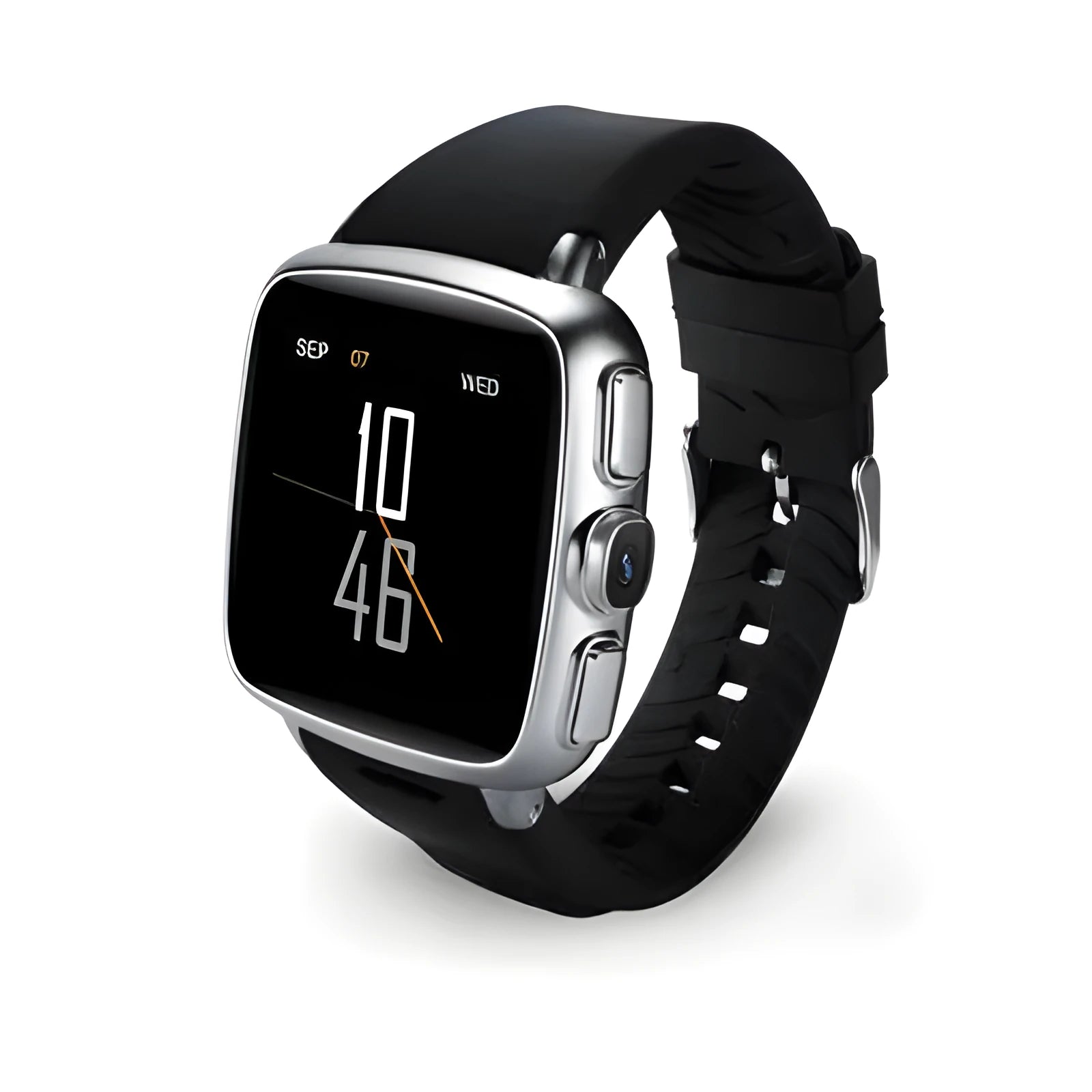 Z01 smart watch in black on a wrist, showing its 1.54-inch touch screen and camera.