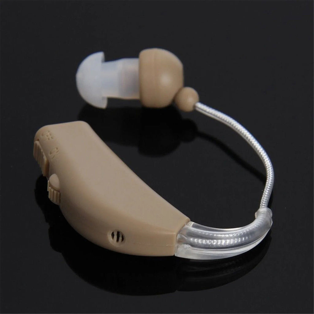 Rechargeable behind-the-ear hearing aid amplifier with digital sound processing technology