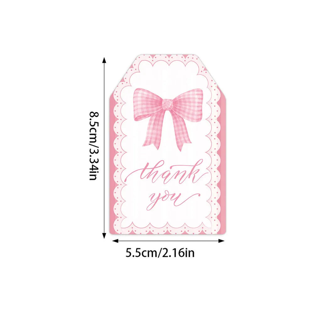 Set of 60 birthday gift tags with bowknot designs and natural hemp rope in three style variations