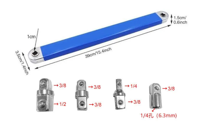 Multi-function lengthened stainless steel wrench set 4 pieces with ratchet handle for machine and car repair