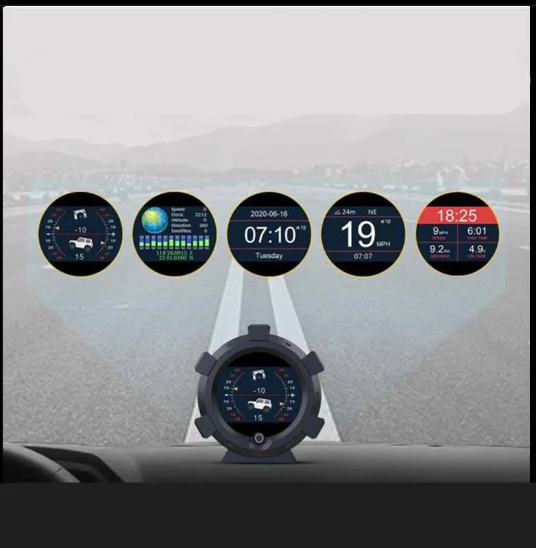 Car incline meter with satellite positioning and voltage reverse protection in OBD colour