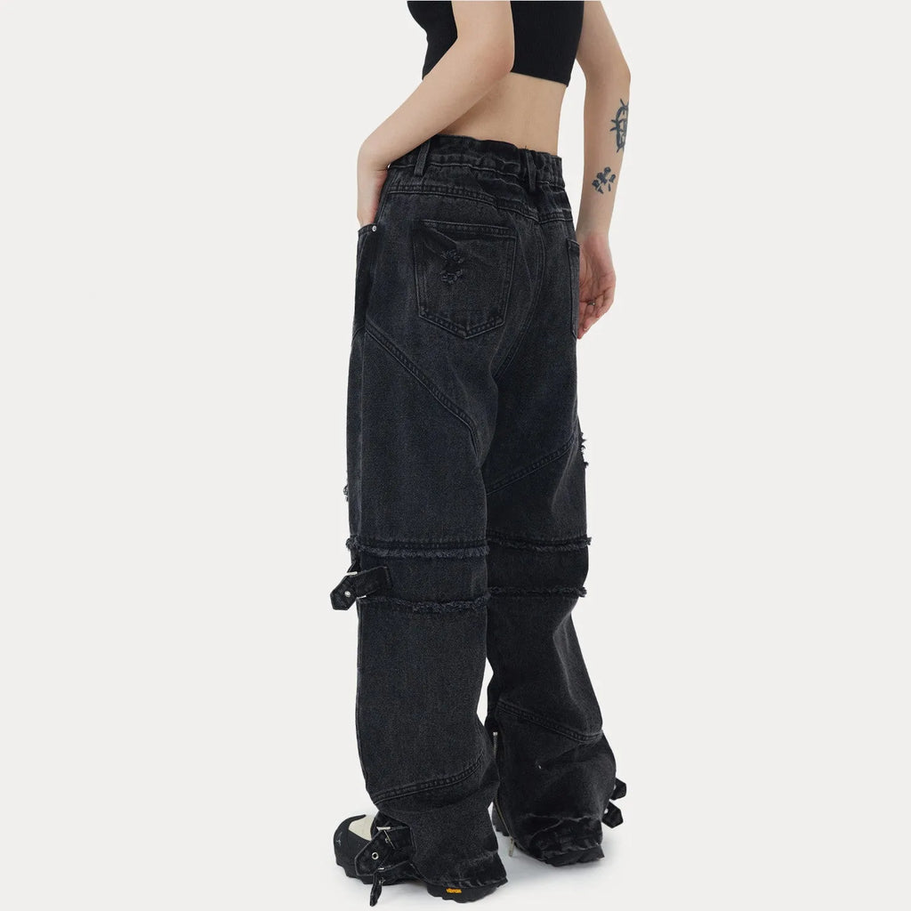 Loose straight cotton trousers in black for men and women, multiple sizes from S to 3XL