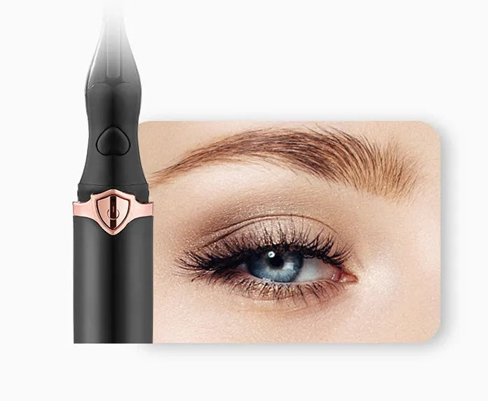 Rechargeable electric heated eyelash curler with 360 rotating comb in black
