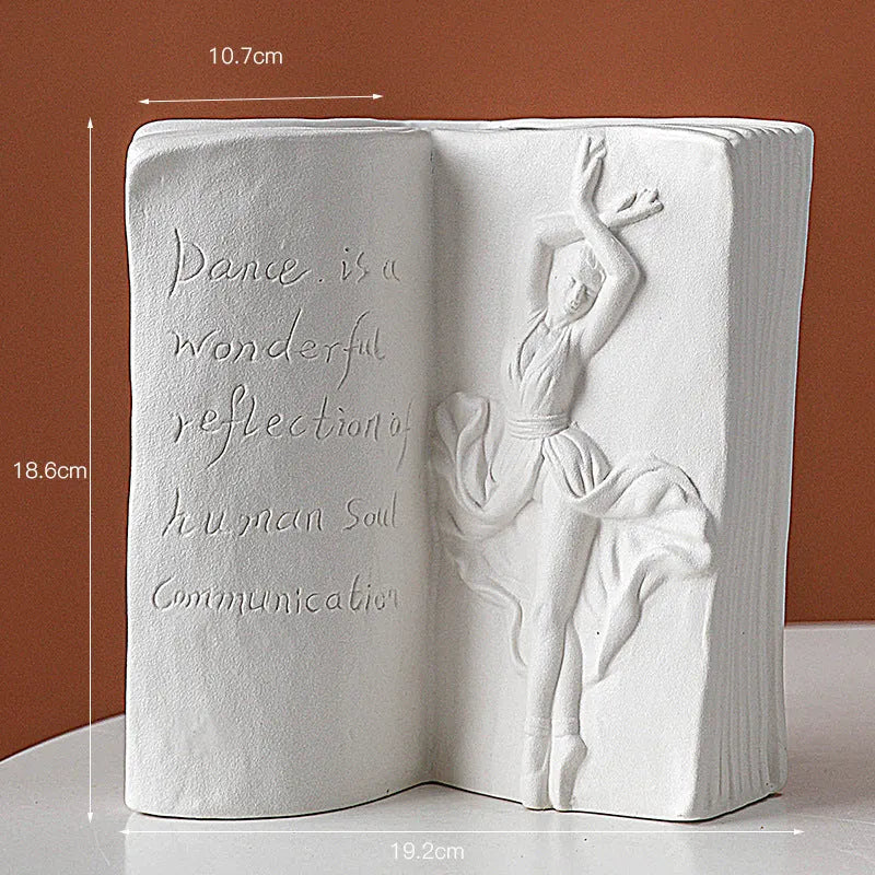 Glazed ceramic book stand in a modern design, acting as a desktop organiser and decorative ornament.