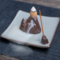 Purple clay ceramic reverse flow incense burner with New Chinese style good luck motifs