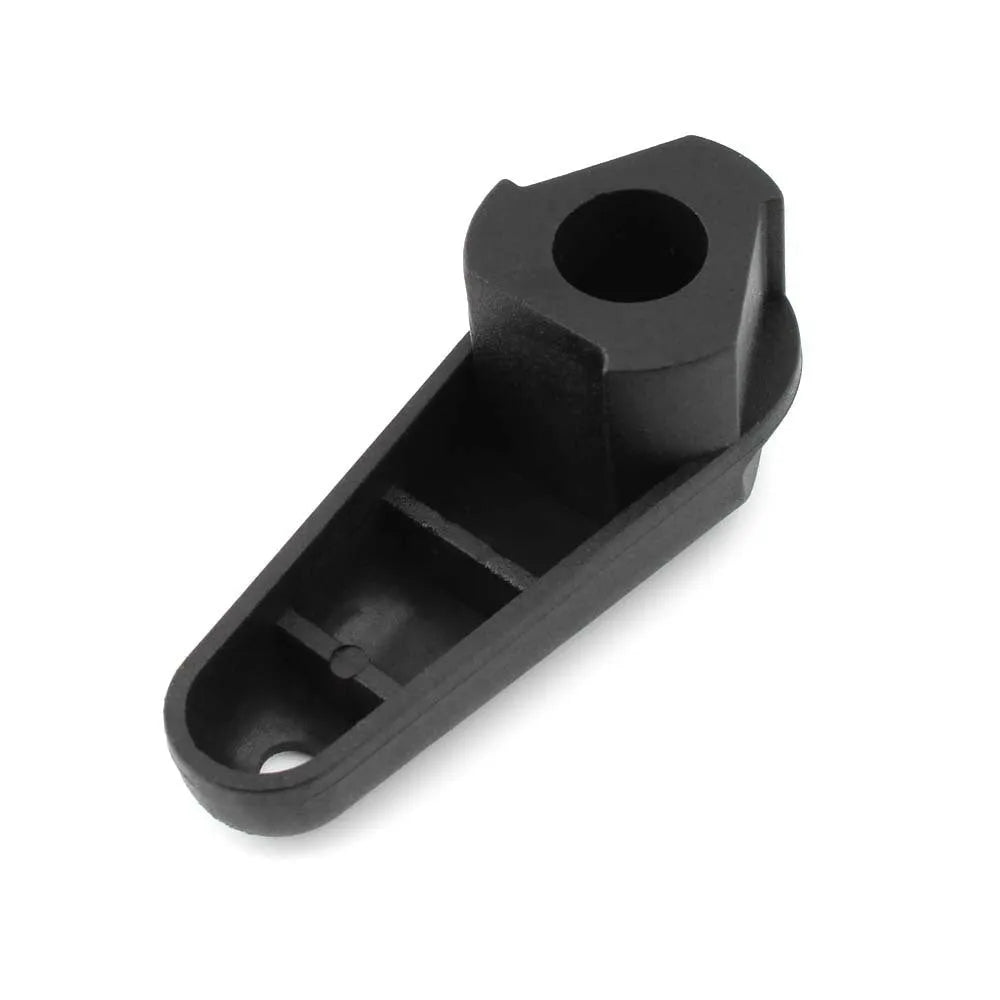 Black nylon quick release wrench for BMW motorcycle engine oil cap on a plain background