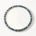 Hand-woven cylindrical semi-precious stone bracelet with geometric bead design