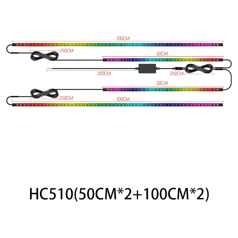Bluetooth APP controlled magic colour streamer car chassis lights with silicone housing for universal vehicle fit