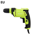 450W pistol grip electric drill power tool with a 10mm chuck on a workbench.