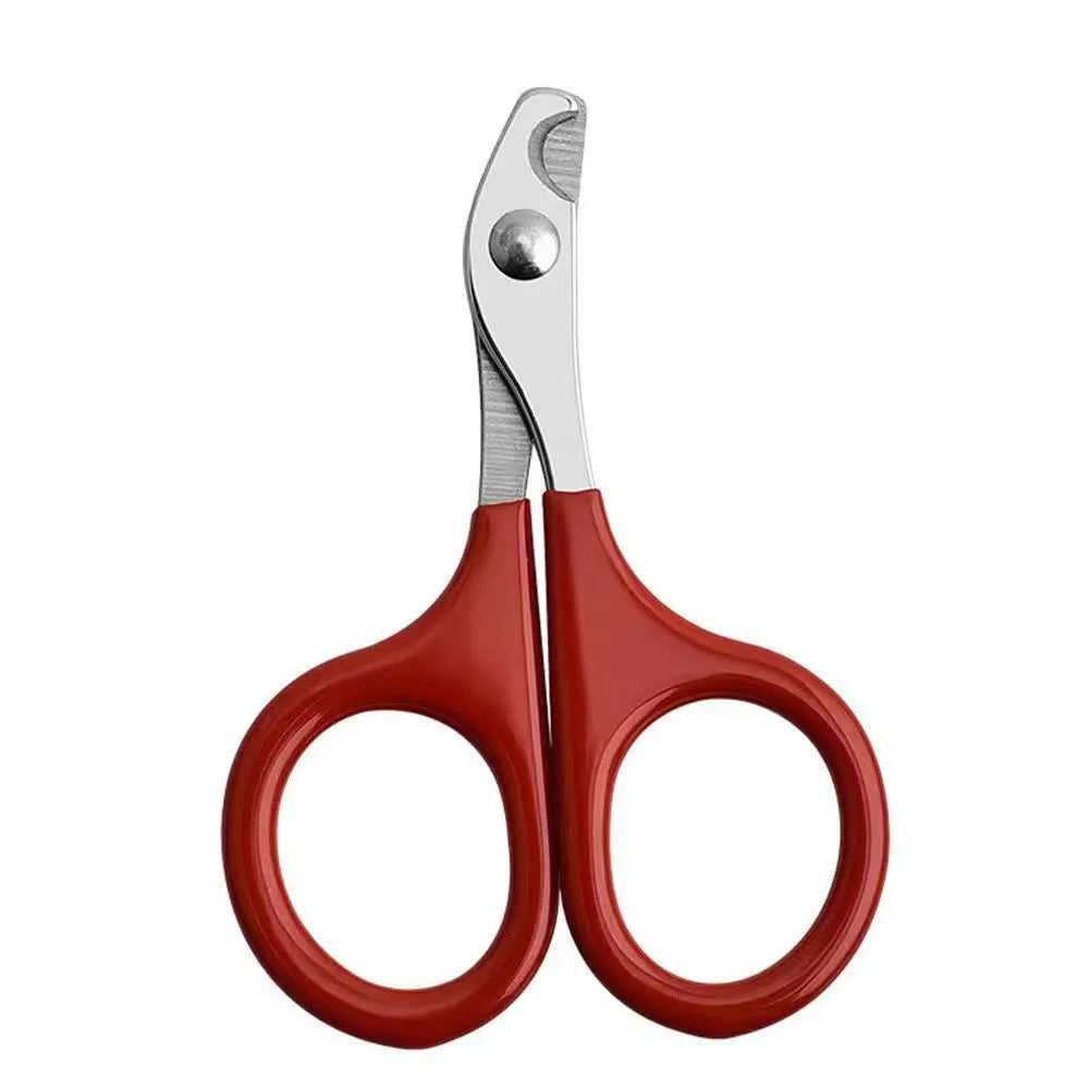 Stainless steel pet nail clippers with coloured plastic and rubber handle for dogs and cats
