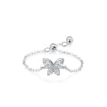Adjustable silver ring with lively butterfly and inlaid zircon in colour JZ2049 on white background