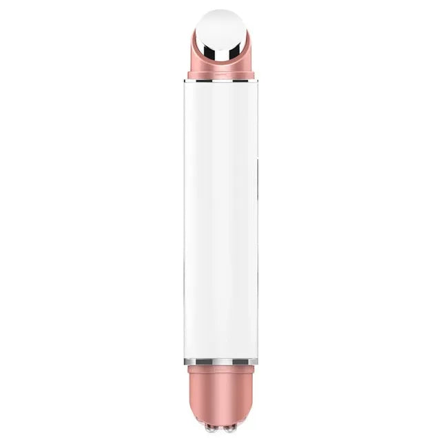 White EMS eye massager for dark circles and wrinkles with LED lights and hot compress, 94g portable device