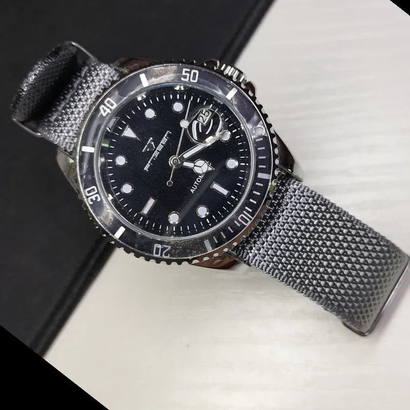 Nylon integrated watch strap in multiple colours showing 20mm and 22mm width options.
