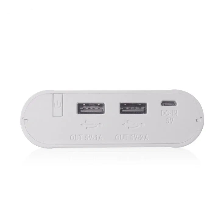 Black DIY mobile power box and charger for 18650 batteries with LCD screen and dual USB ports