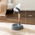 Adjustable height pet water dispenser with detachable pole and non-drip nozzle in green, grey or pink colours