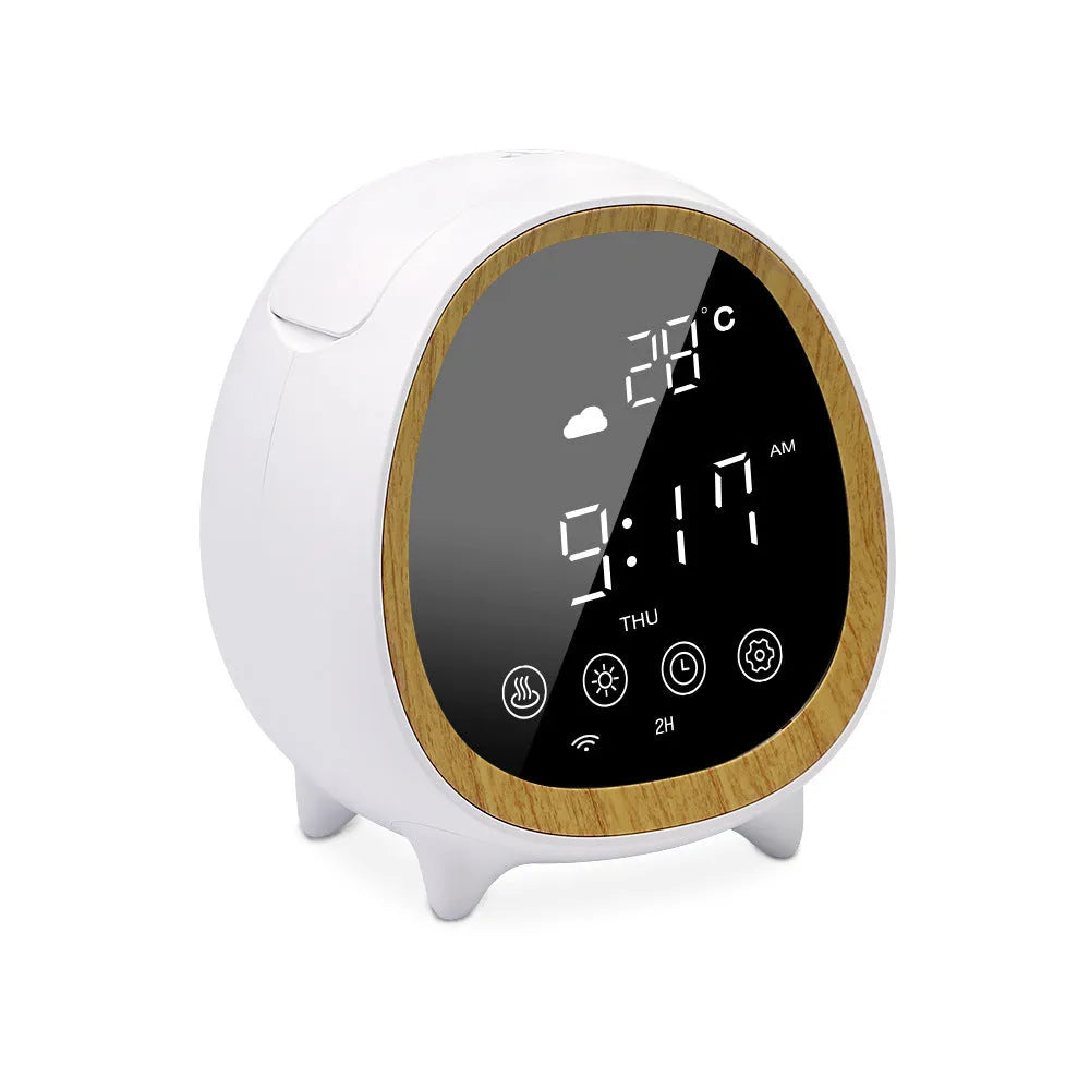 Black round smart WiFi aroma diffuser and humidifier with air purification function.