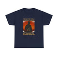 Black summer loose short sleeves cotton round neck T-shirt for men and women on plain background