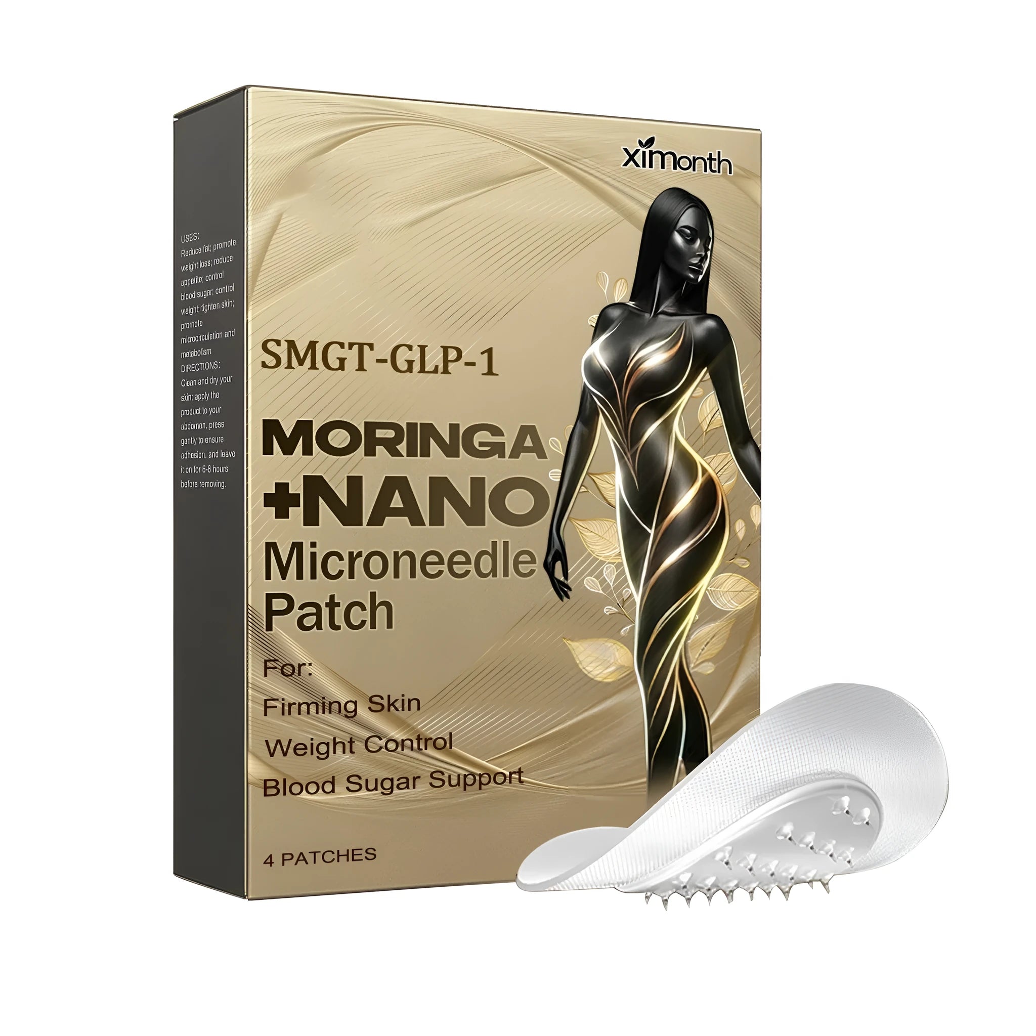 Nano microneedle anti-ageing patch pack containing four patches with acetyl hexapeptide-8 and Moringa seed ingredients