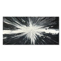 Modern horizontal hand-painted abstract oil painting on canvas in black and white texture for living room decor