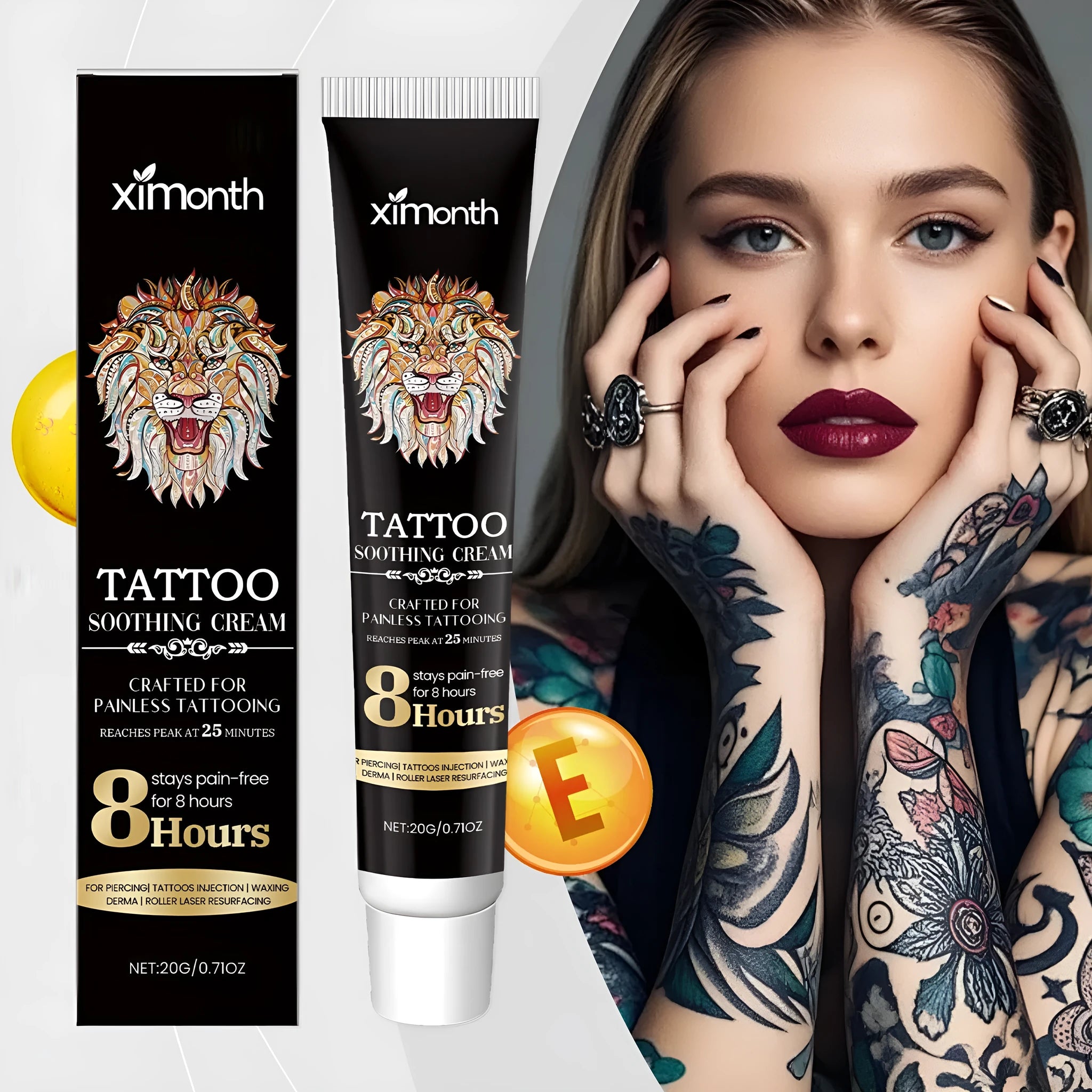 20g tattoo soothing neck cream tube with botanical ingredients for aftercare