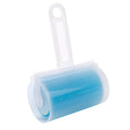 Blue washable reusable lint roller with cover for removing pet hair from clothes and sofas