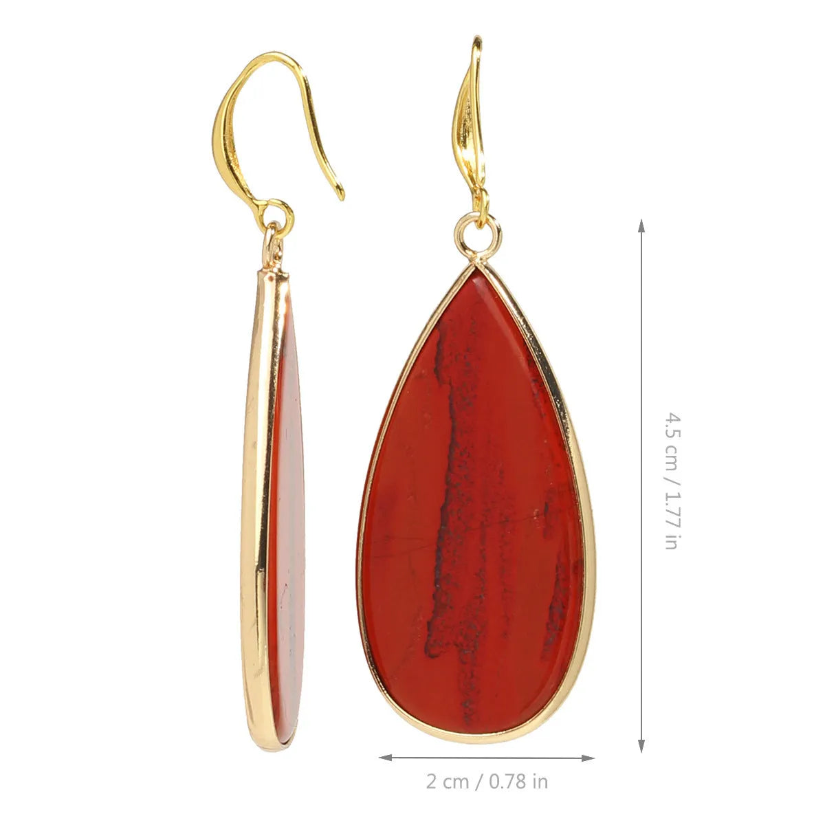 Vintage long drop earrings with tigereye stone in water drop silhouette