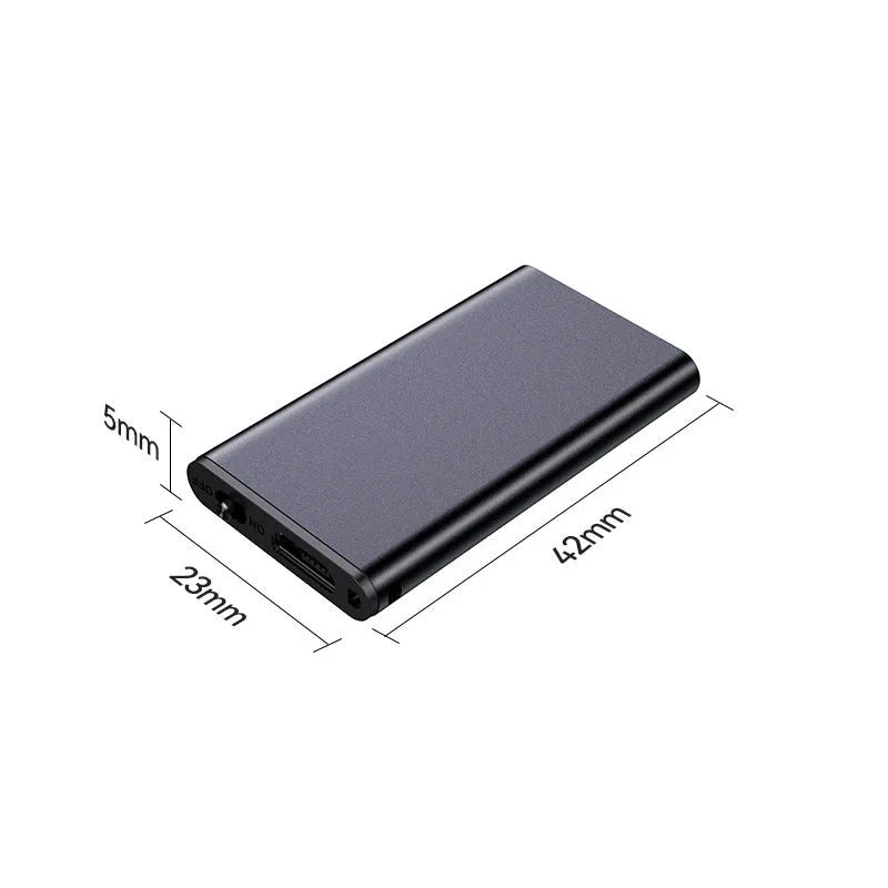 Silver aluminium voice recorder pen with voice control and noise reduction for business and lectures