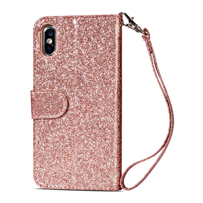 PU leather zipper wallet case for iPhone with card slots and coin storage