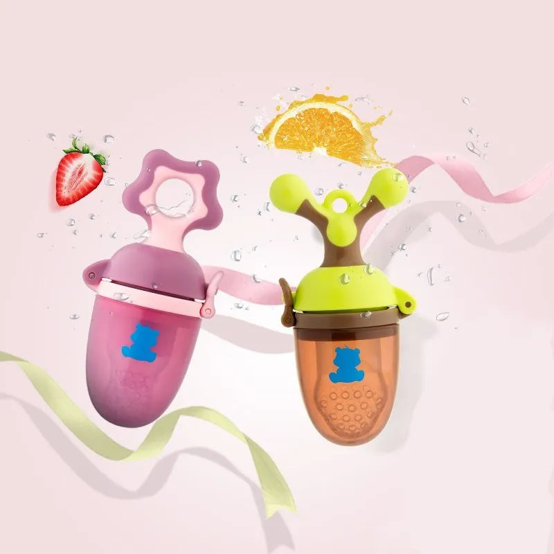 Polypropylene baby bite trainer teething toy in green and purple colour options