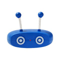 USB rechargeable electric laser cat toy with detachable feather wand in blue, grey, or yellow.