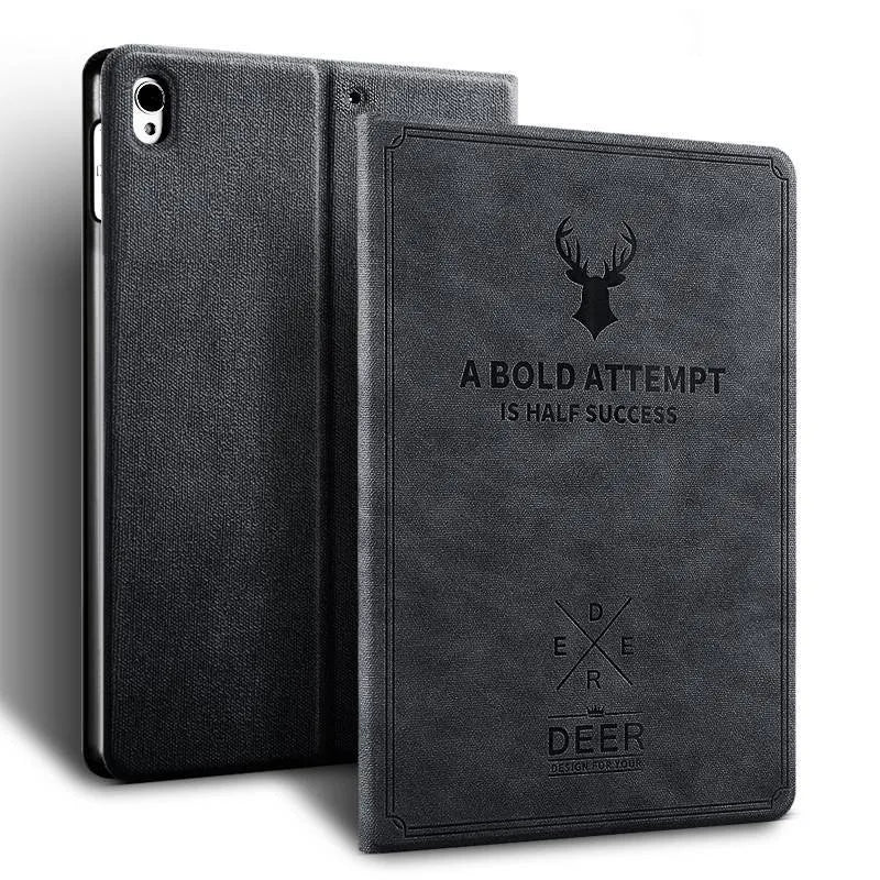 Flat imitation leather anti-falling case for iPad Air 4 in simple style, grey colour
