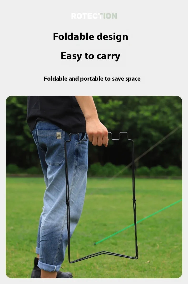 Stainless steel camping garbage bag bracket in Korean style design shown in black colour