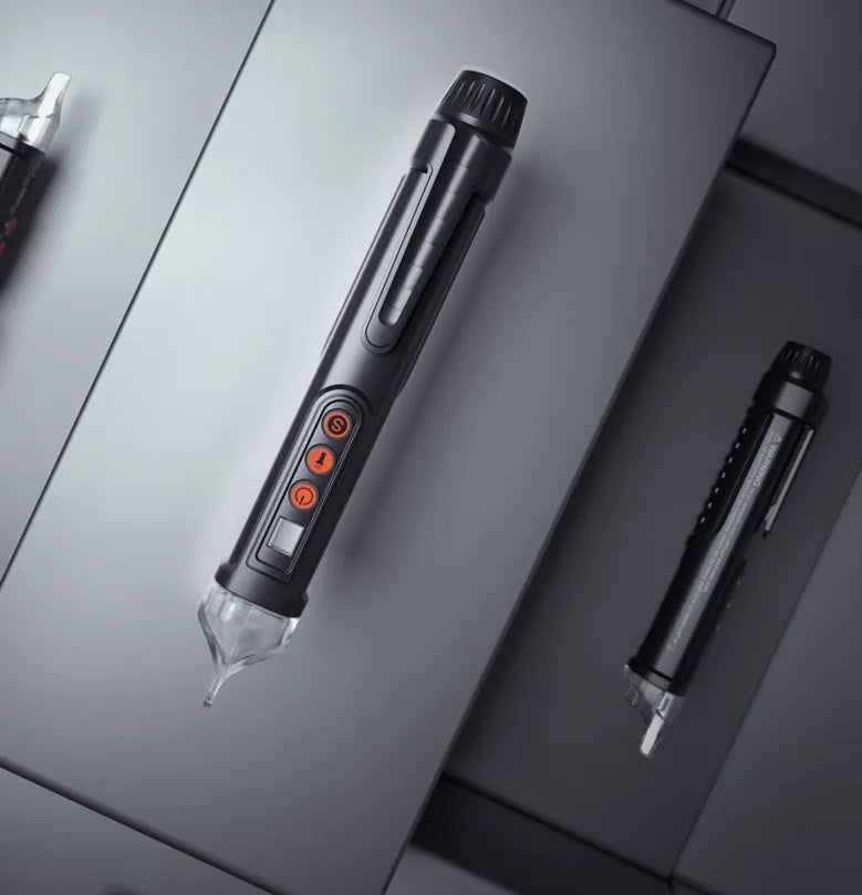 Black intelligent checkpoint test pencil for electrical line detection with sound and light alerts