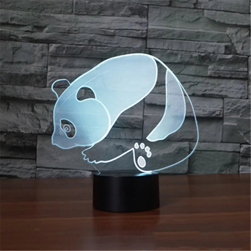 Remote control 3D LED lamp with black acrylic lampshade on a table, USB powered, touch and remote control