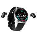 X7 black smartwatch with large screen and detachable TWS Bluetooth earbuds on a wrist.