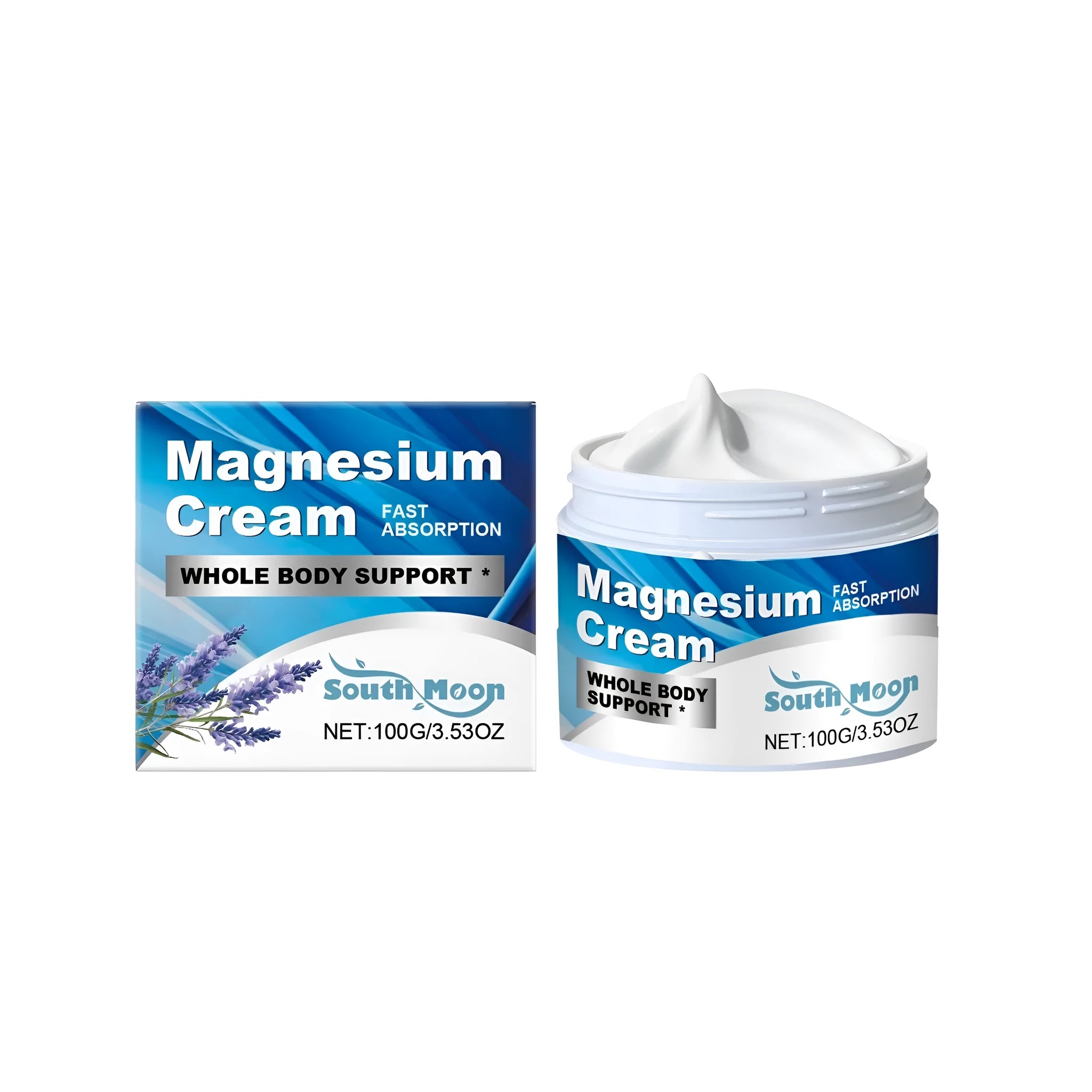 Lavender Soothing Magnesium Cream 100g tube with mint leaves lavender oil and shea butter ingredients