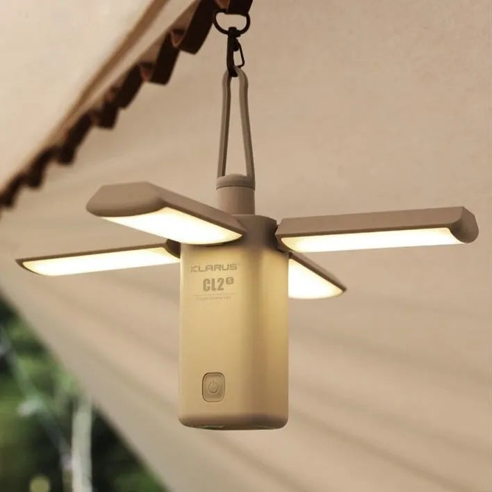 Outdoor campsite LED lamp with rechargeable battery in green and white colour options