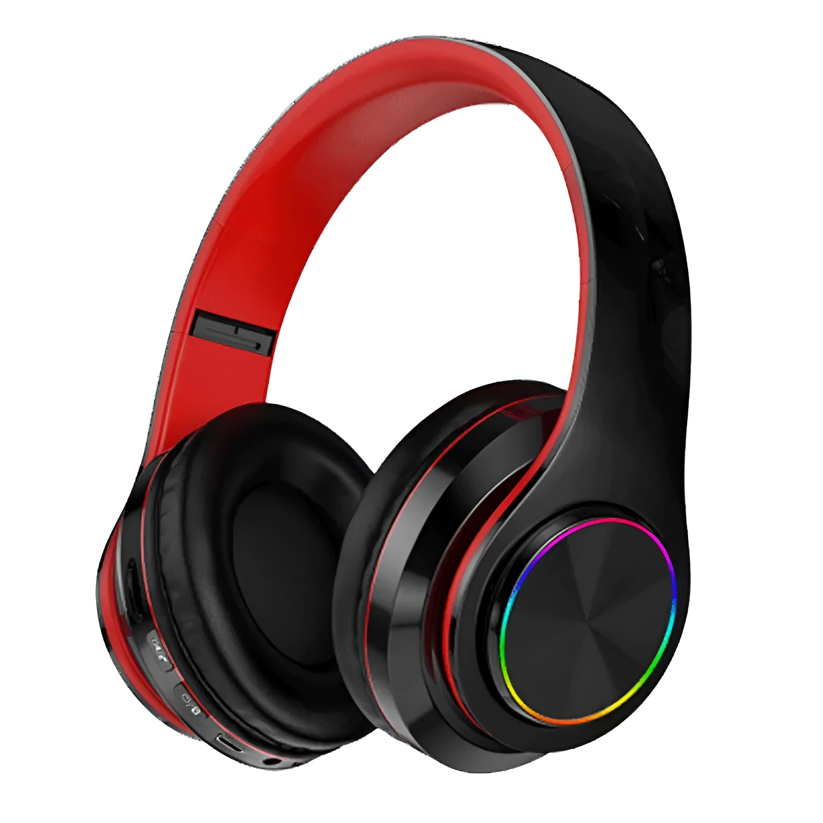 Wireless Bluetooth headset for mobile phones in red, black, blue, pink, or white colour.
