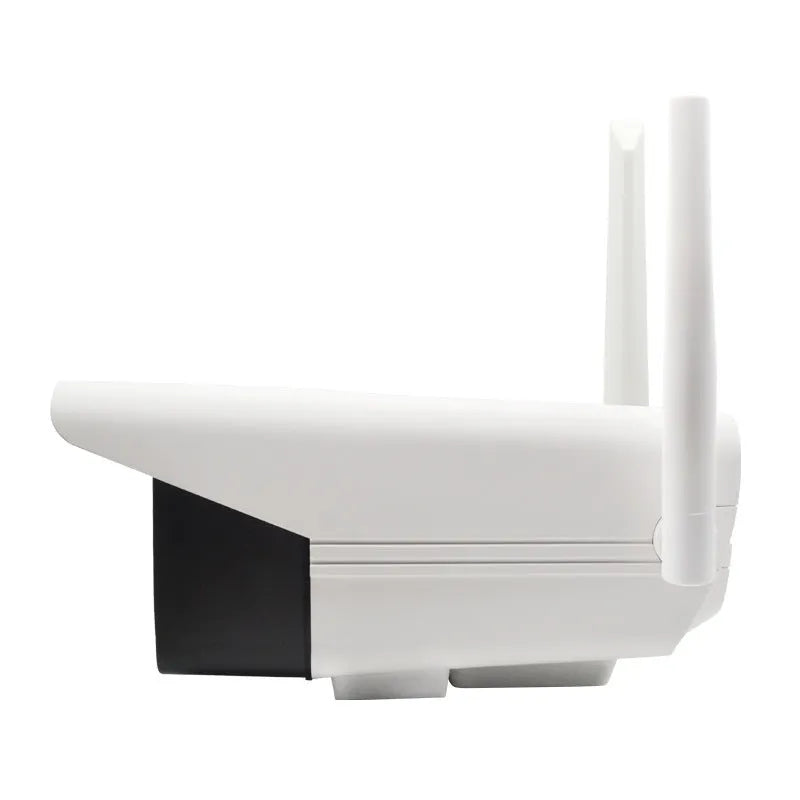 White outdoor smart security camera with 3.6mm lens for 1080P HD remote monitoring.