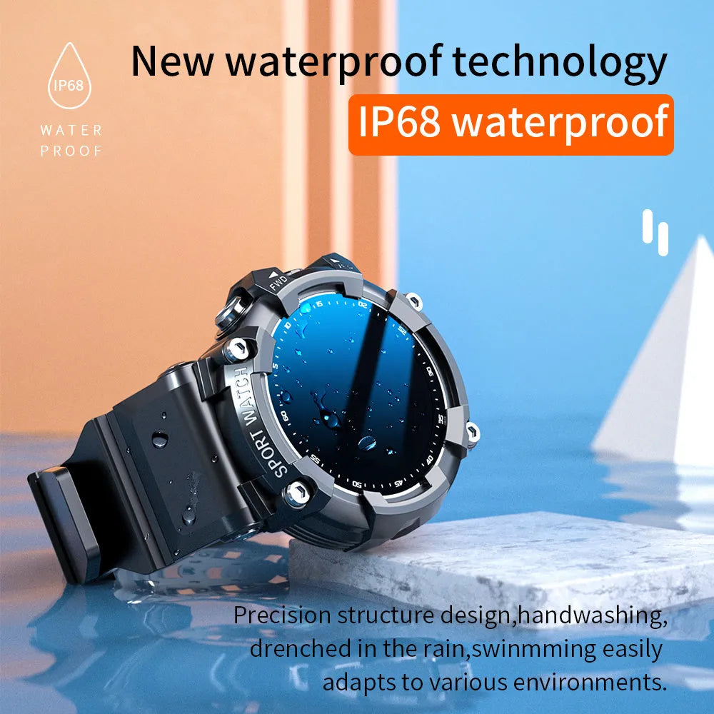 ATTACK 3 IP67 waterproof smart sports watch in black with round colour touchscreen on a TPU strap.