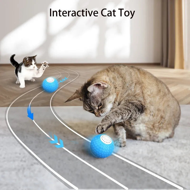 Remote control cat toy ball in blue, green, and yellow colour options