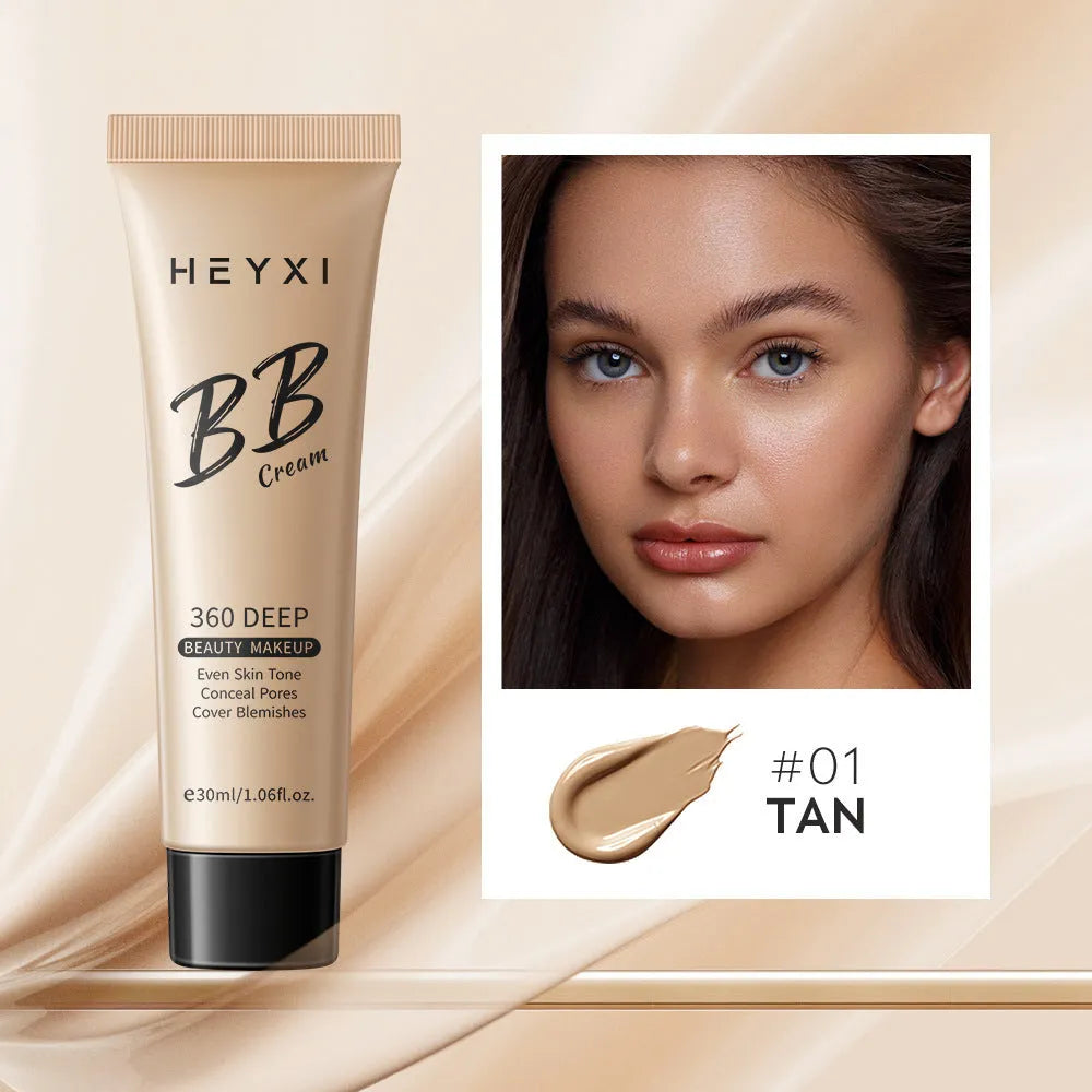 Waterproof BB cream makeup in four shade options with sweat-proof coverage