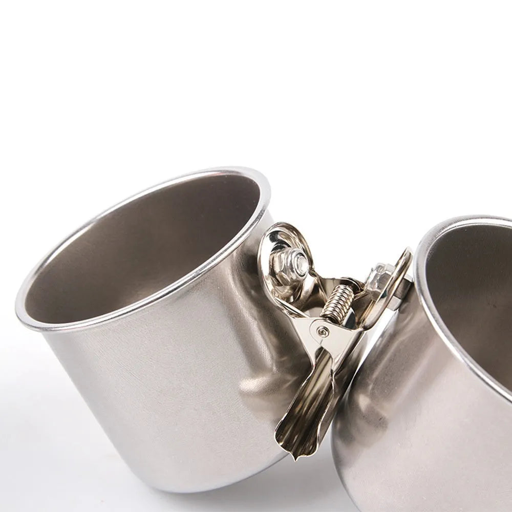 Stainless steel birdcage feeder in natural colour, shown in three sizes: small, medium, and large.
