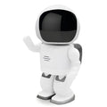 Astronaut robot camera in black with night vision two-way audio and motion detection for home security
