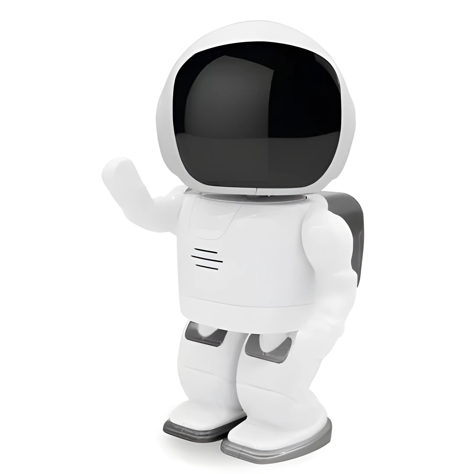 Astronaut robot camera in black with night vision two-way audio and motion detection for home security