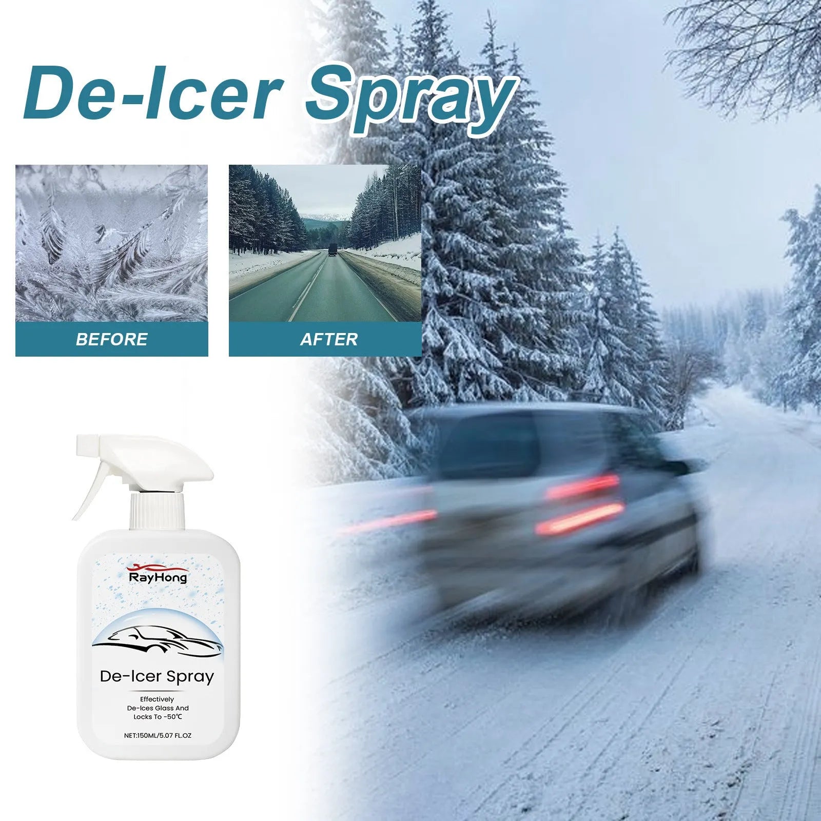150ml car windscreen de-icer spray bottle for winter ice removal on vehicle windows