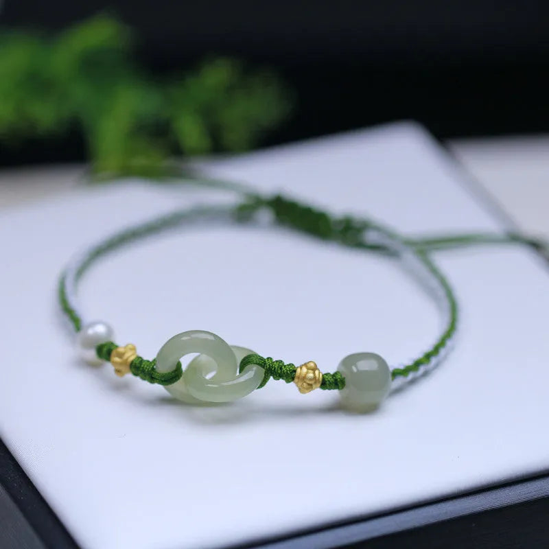 DIY woven bracelet with Hetian jade pendants and flexible wire for custom watch bands