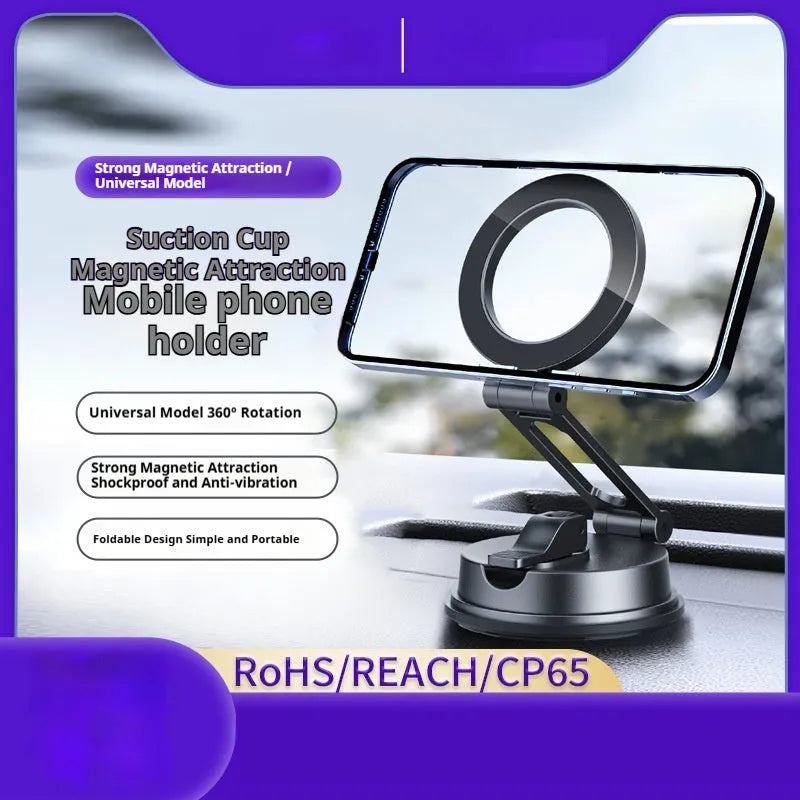 Black H154 car magnetic phone holder with suction cup mount for windscreen or dashboard