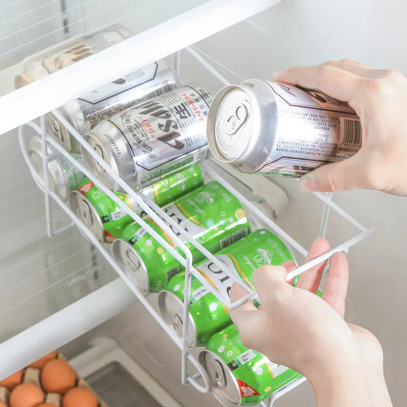Double-layer iron kitchen storage rack for cans, 28x18x14cm, picture colour finish