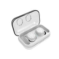 Touch control wireless Bluetooth earbuds in black, white, red, and blue colours showing earbud design.